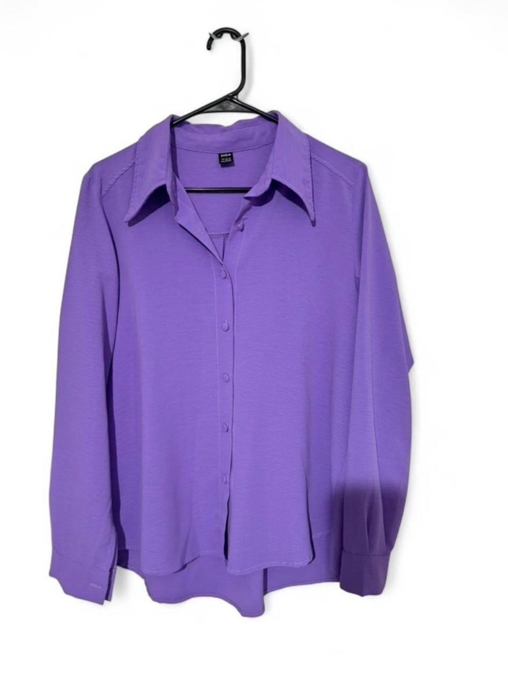 SHEIN Lilac Button-Down Long Sleeve Shirt